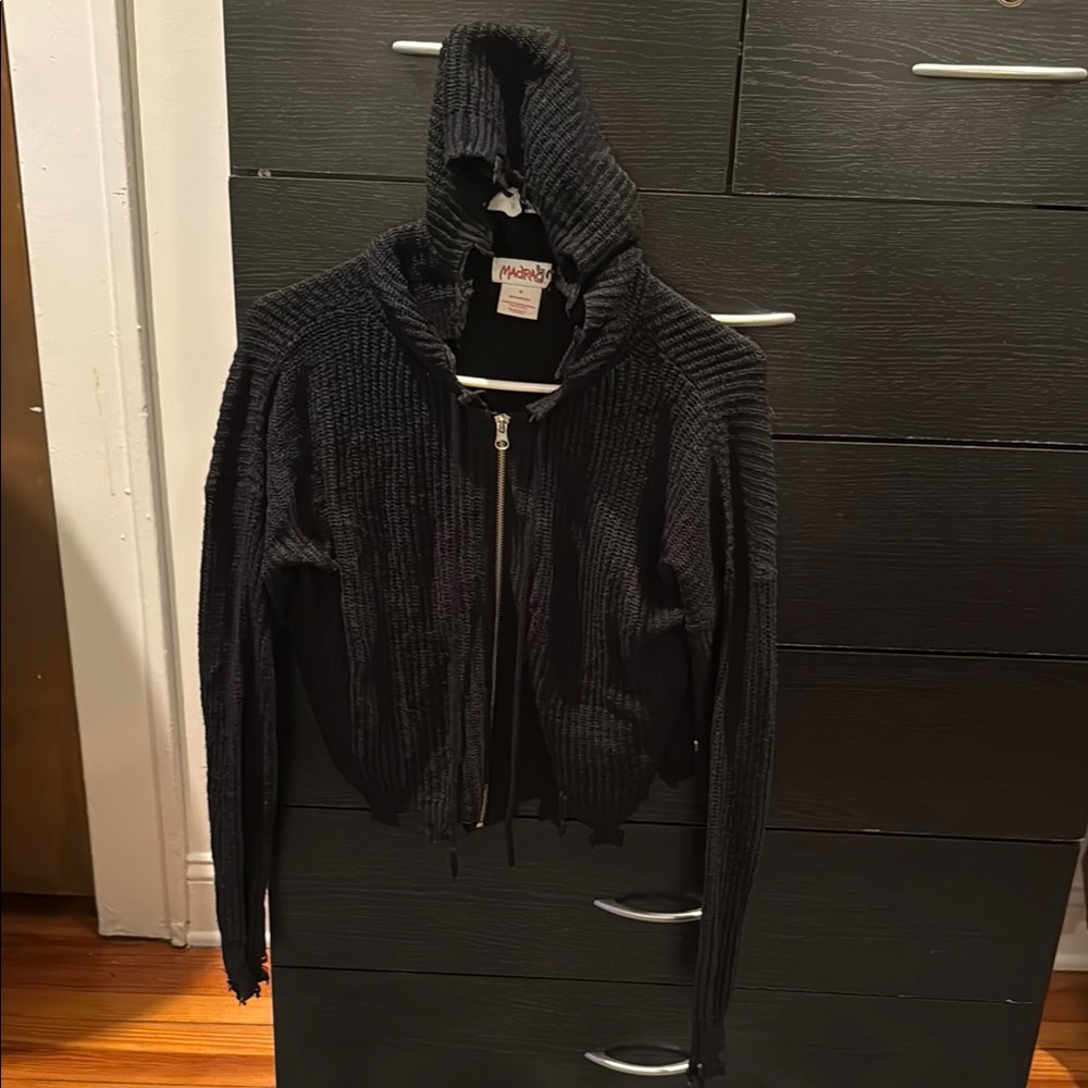 Hooded Black Zip-Up Sweater